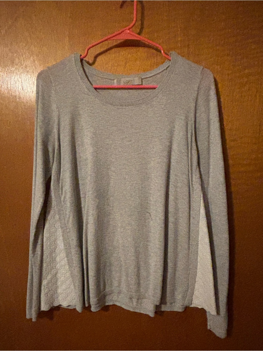 LOFT Gray Lightweight Knit Long-Sleeve Tee